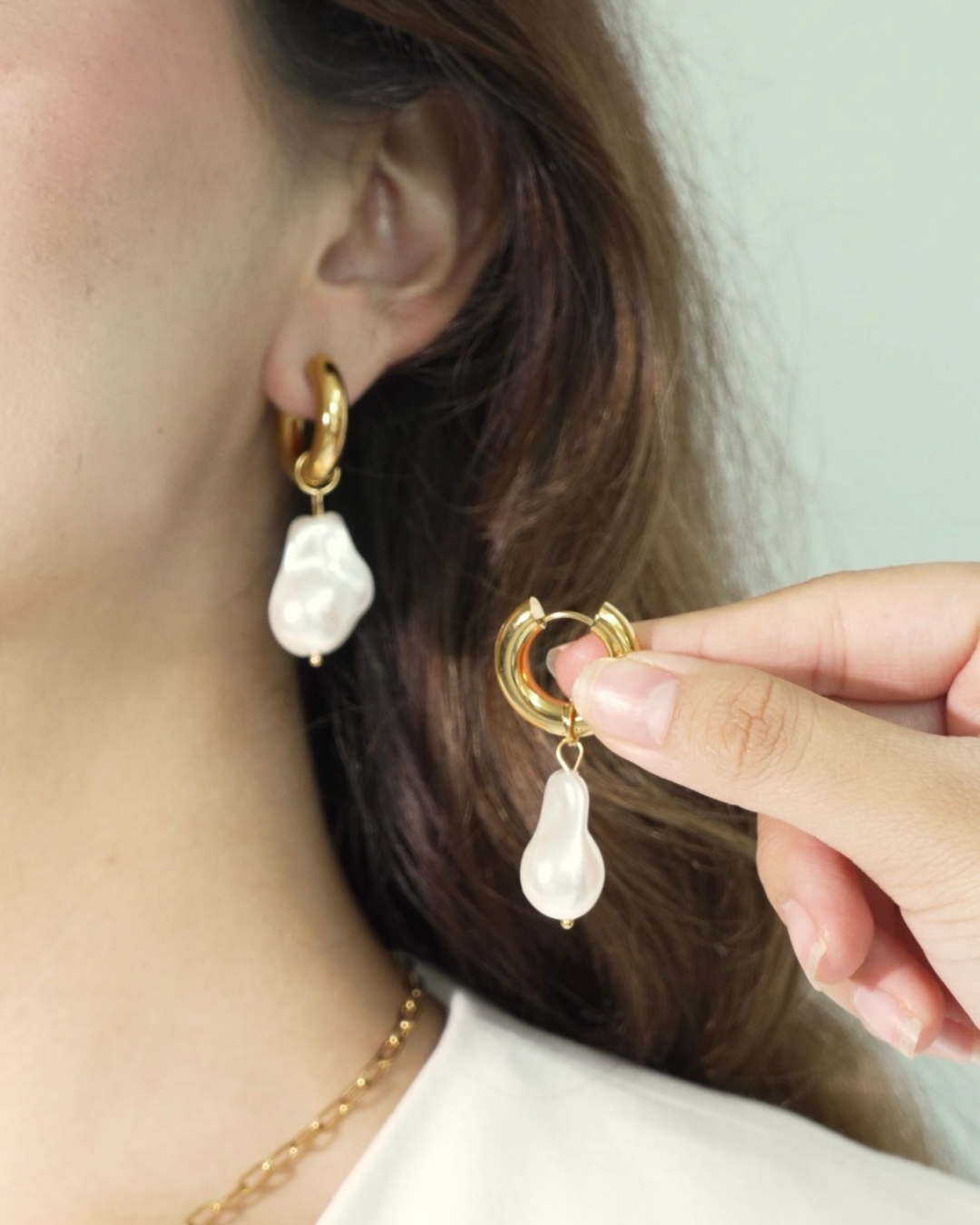 PEARL DROP HOOPS